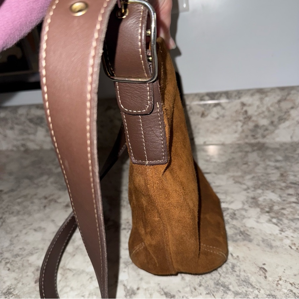 COACH Legacy Suede Chocolate Brown Slim Bucket Shoulder Bag Vintage Y2K 4115 - Picture 6 of 12
